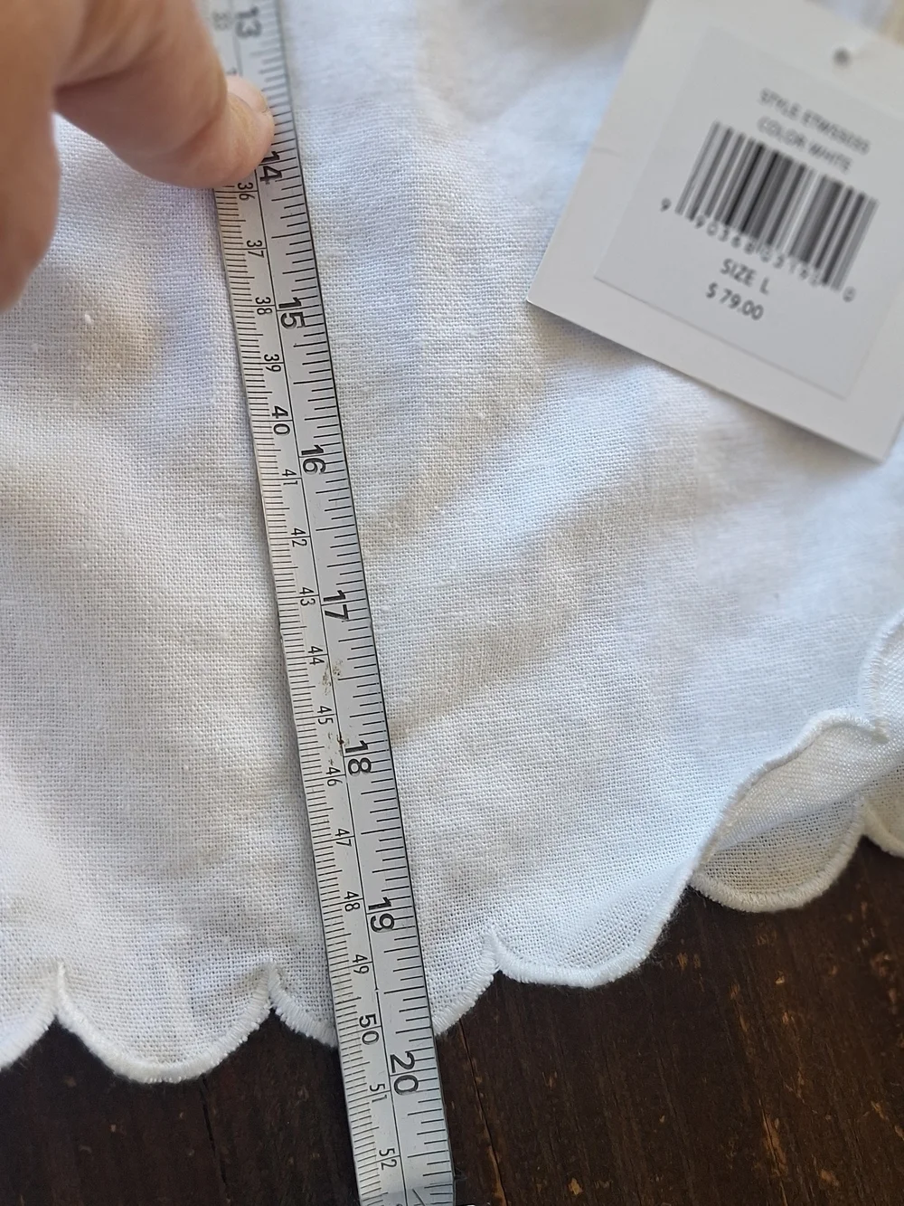 Minimalist Ellen Tracy White Scallop Edge Crop Top Sz L NWT - Picture 10 of 10